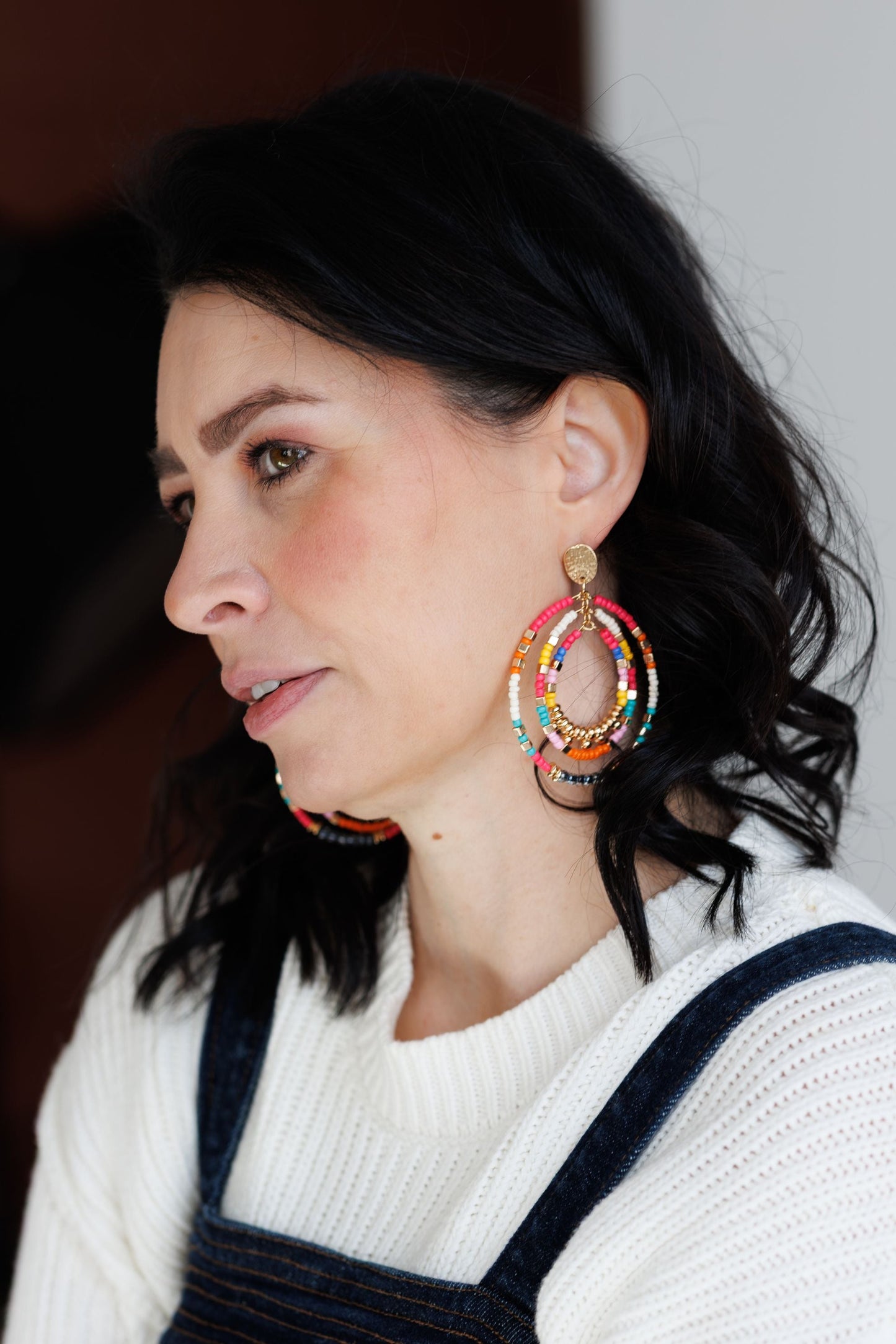 Beautiful Pink Beaded Statement Earrings