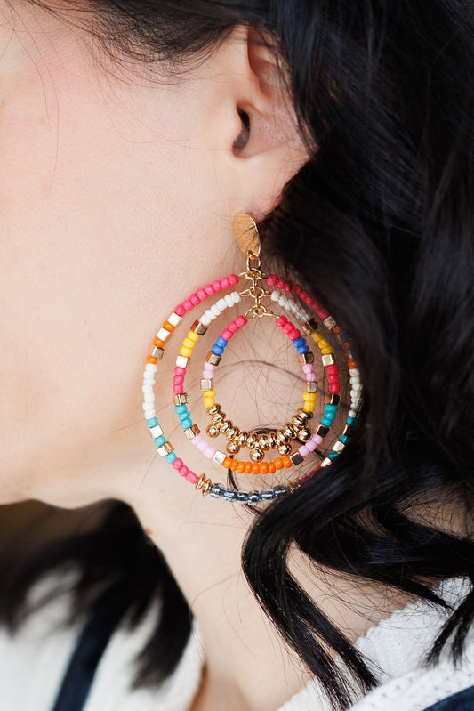 Beautiful Pink Beaded Statement Earrings