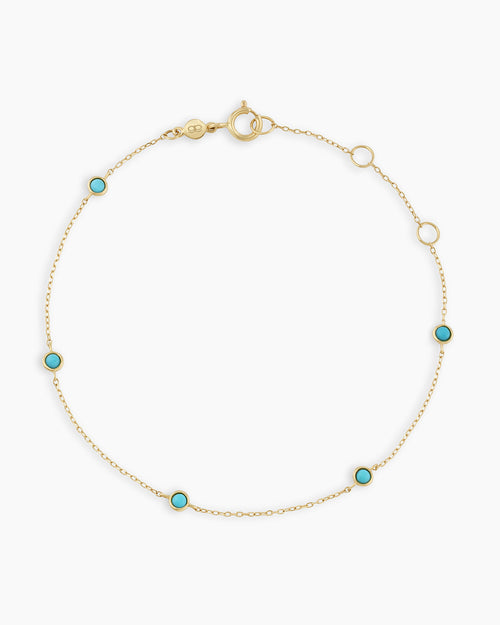 14K Gold Classic Five Turquoise Bracelet