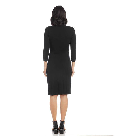 3/4 Sleeve Cascade Wrap Dress
