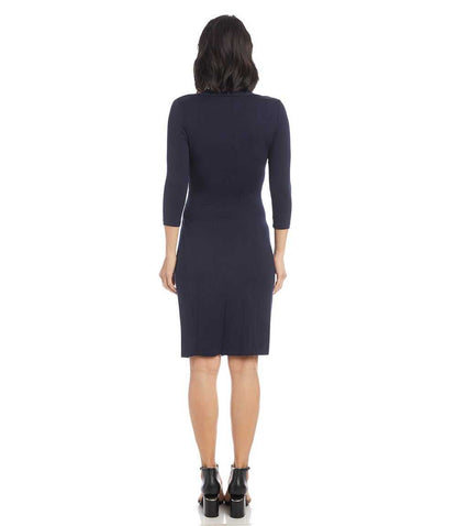 3/4 Sleeve Cascade Wrap Dress