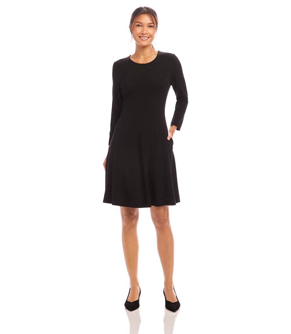 3/4 Sleeve Fit & Flare Dress