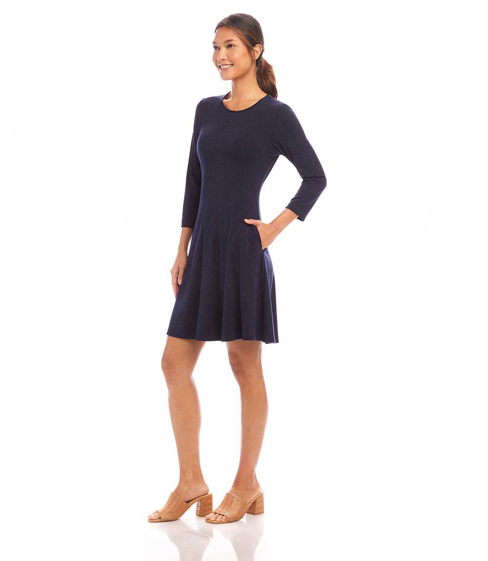 3/4 Sleeve Fit & Flare Dress