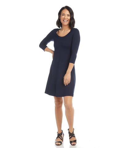 Petite Size Three Quarter Sleeve A-Line Dress