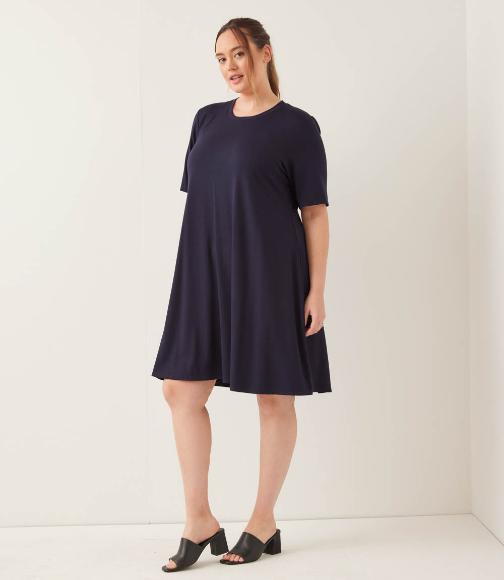 Plus Size Short Sleeve A-Line Dress