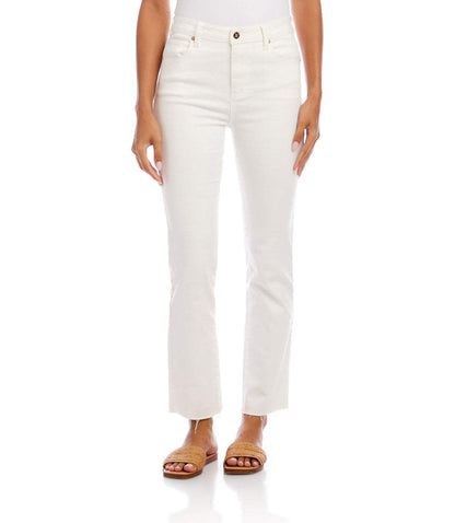 Petite Size Raw Hem Straight Jeans