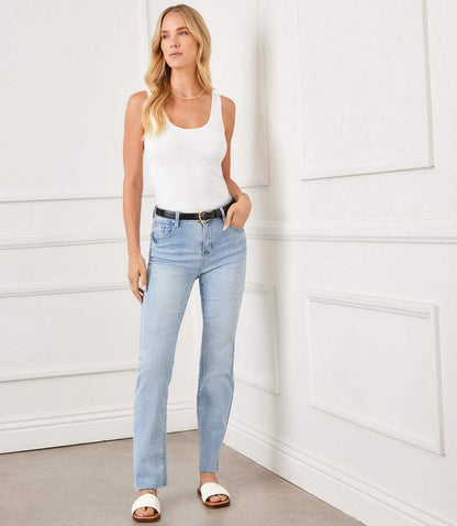 Raw Hem Straight Jeans