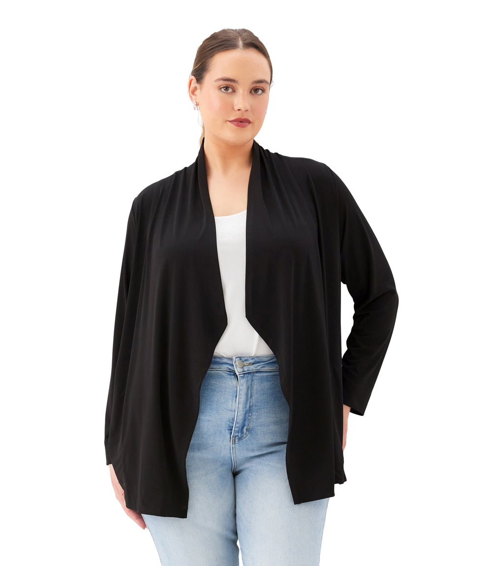 Plus Size Drape Travel Jersey Cardigan