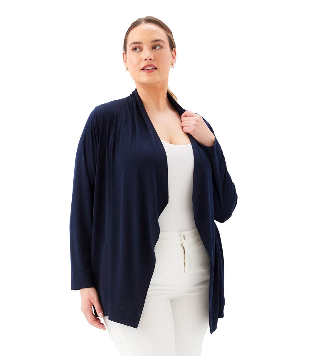 Plus Size Drape Travel Jersey Cardigan
