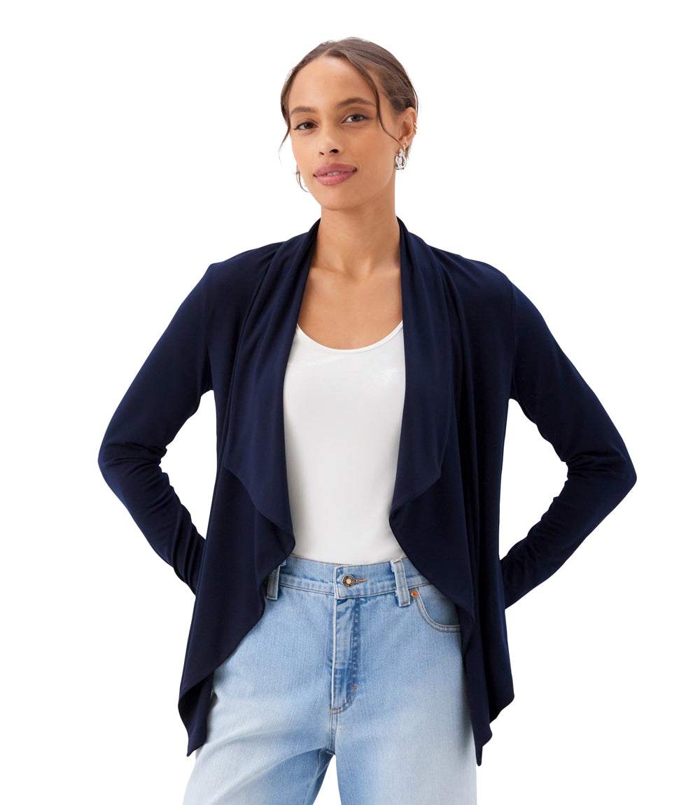Petite Size Drape Travel Jersey Cardigan
