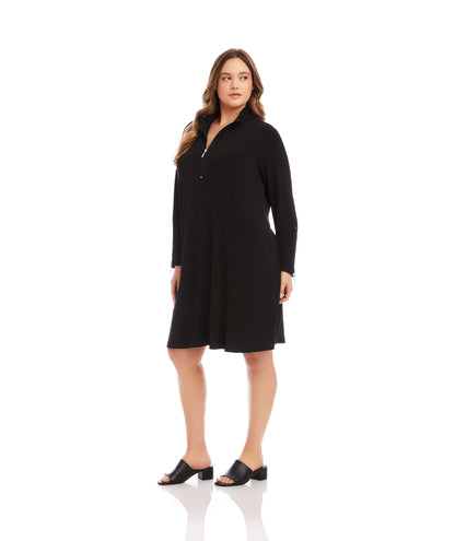 Plus Size Zip-Up Travel Jersey Dress