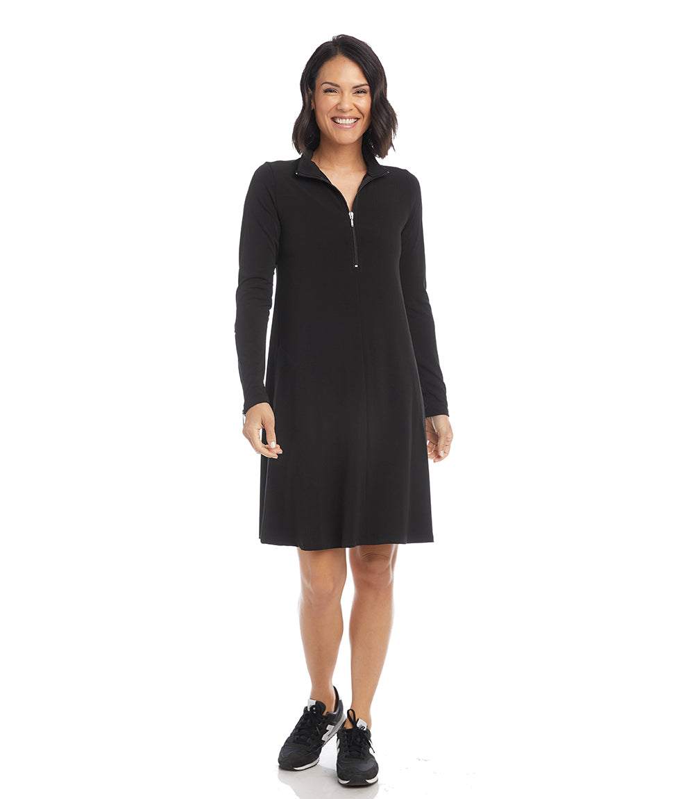 Petite Size Zip-Up Travel Jersey Dress