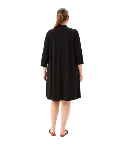 Plus Size 3/4 Sleeve Zip-Up Travel Jersey Dress