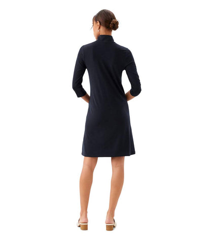 Petite Size 3/4 Sleeve Zip-Up Travel Jersey Dress