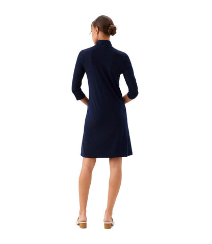 3/4 Sleeve Zip-Up Travel Jersey Dress