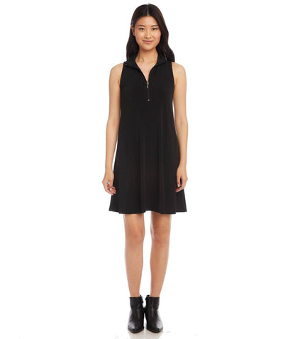 Petite Size Sleeveless Zip-Up Travel Jersey Dress