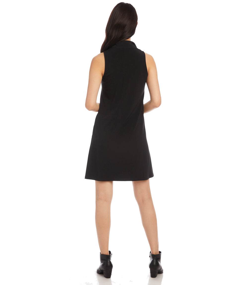Petite Size Sleeveless Zip-Up Travel Jersey Dress