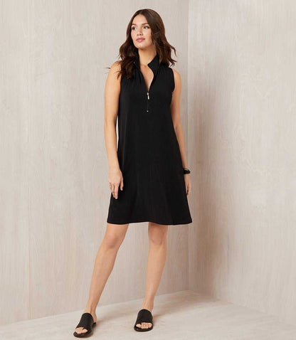 Petite Size Sleeveless Zip-Up Travel Jersey Dress