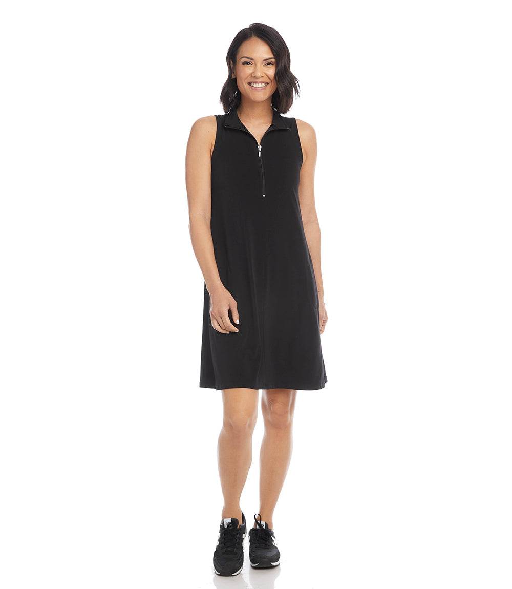 Sleeveless Zip-Up Travel Jersey Dress