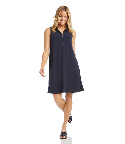 Sleeveless Zip-Up Travel Jersey Dress