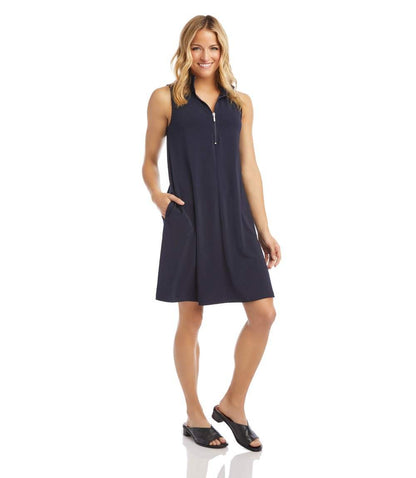 Sleeveless Zip-Up Travel Jersey Dress