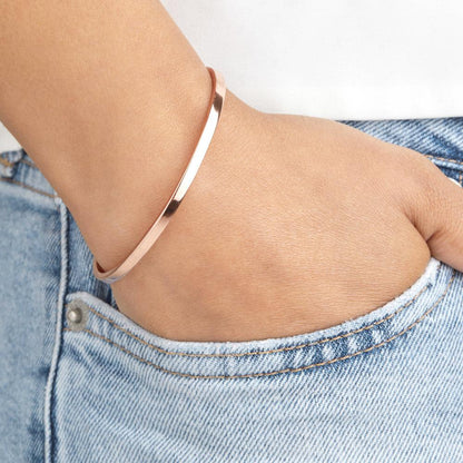 Rose Gold Thin Engraved Bangle