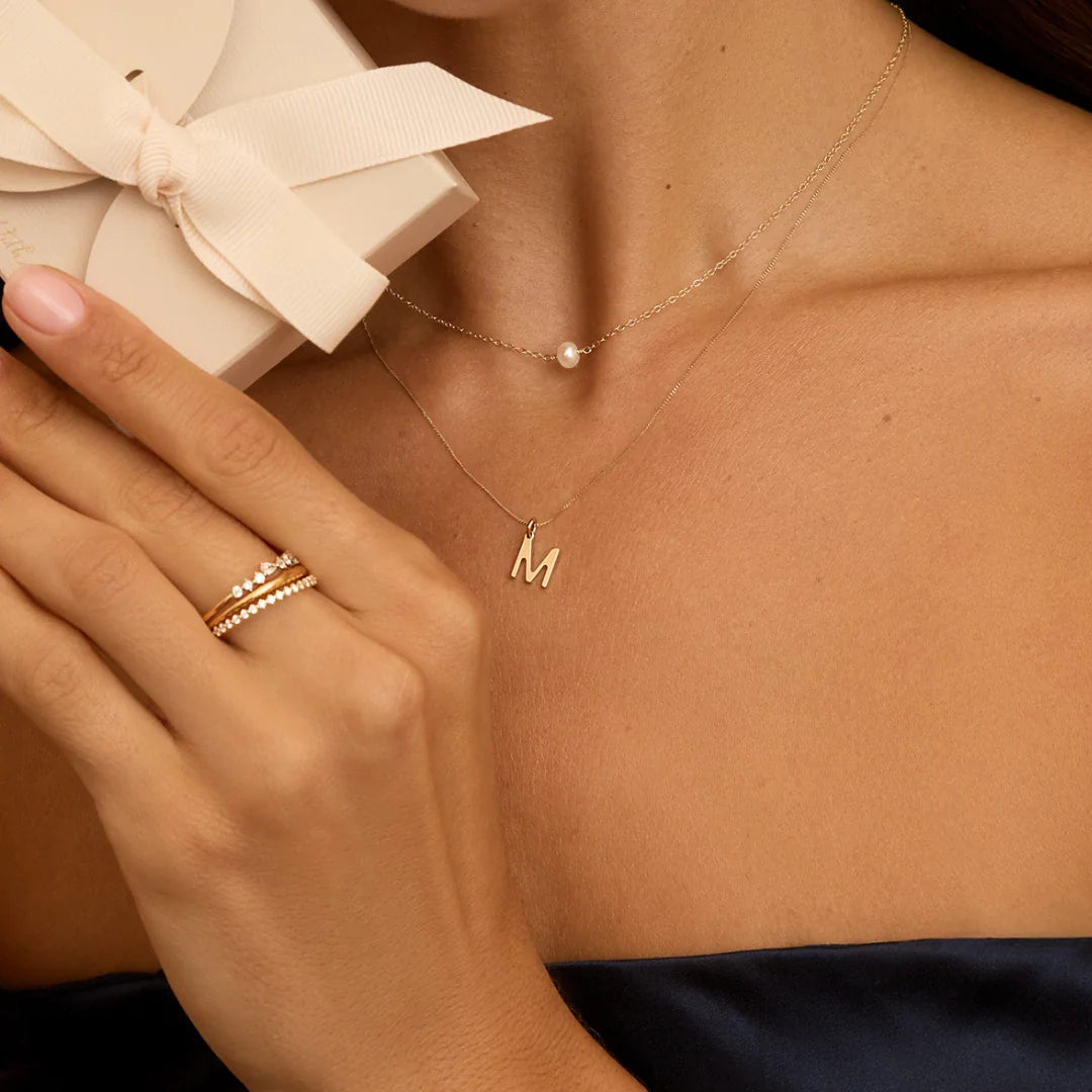 Gold Initial Letter Necklace