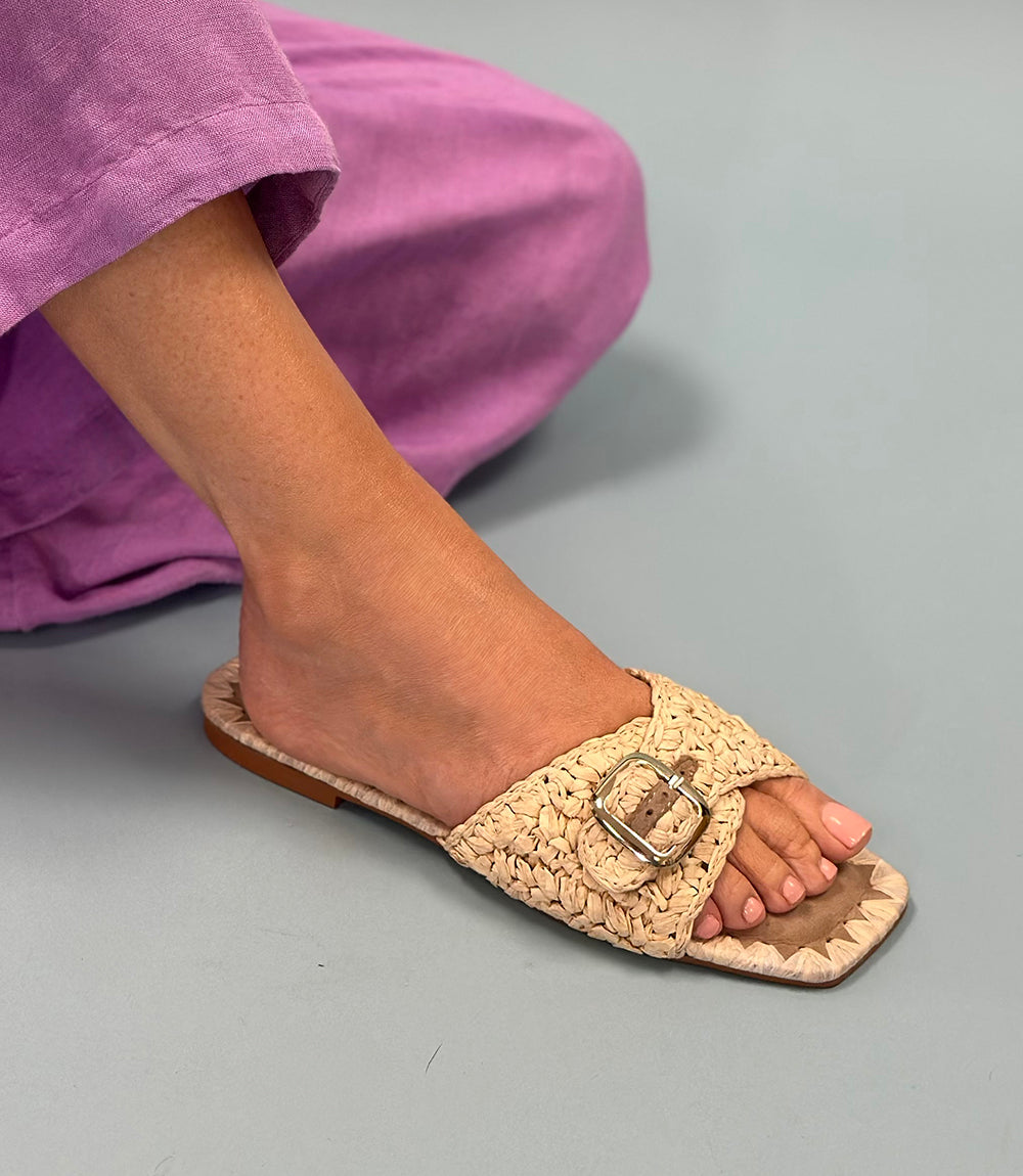 Seychelles Morning Brunch Raffia Buckle Sandals