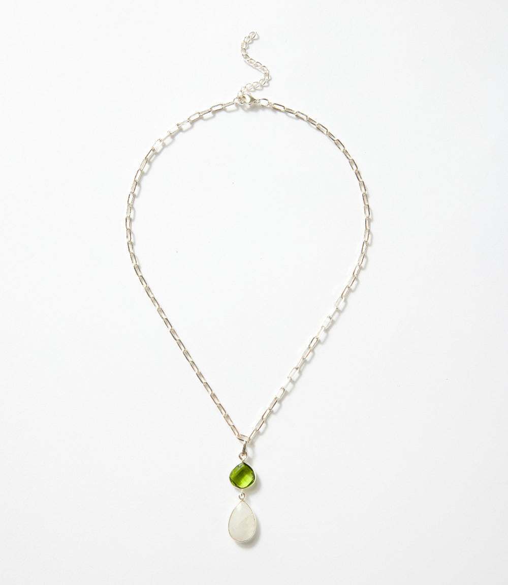 Moonstone And Peridot Pendant Necklace