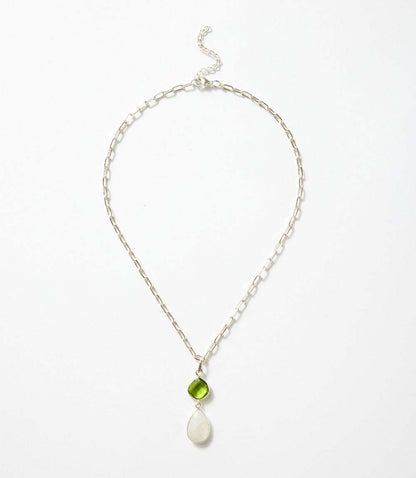 Moonstone And Peridot Pendant Necklace