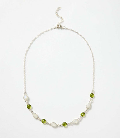 Moonstone And Peridot Station Necklace