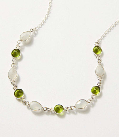 Moonstone And Peridot Station Necklace