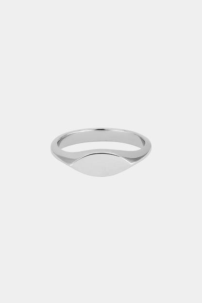 Mini Marquise Signet Ring | White Gold