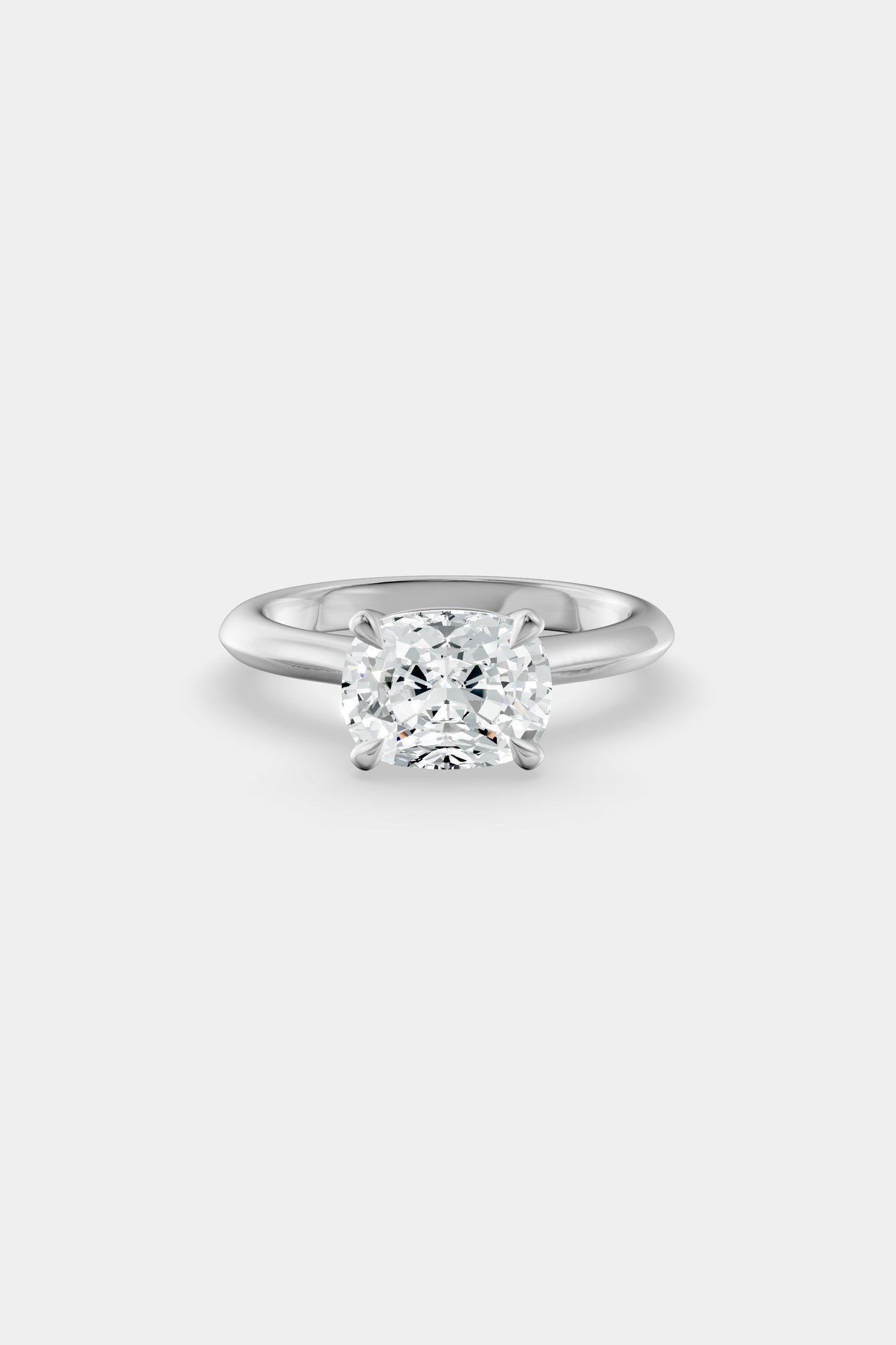 East West Diamond Solitaire Ring | Traditional Open-Style Band