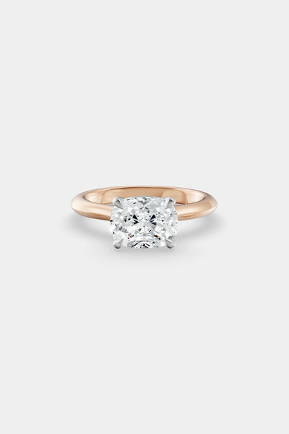 East West Diamond Solitaire Ring | Traditional Open-Style Band