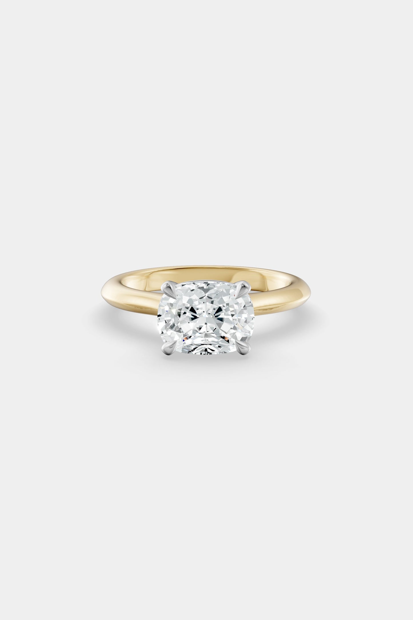 East West Diamond Solitaire Ring | Traditional Open-Style Band