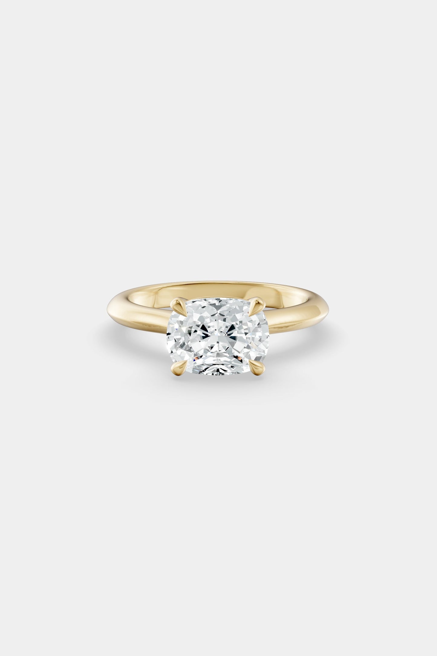 East West Diamond Solitaire Ring | Traditional Open-Style Band