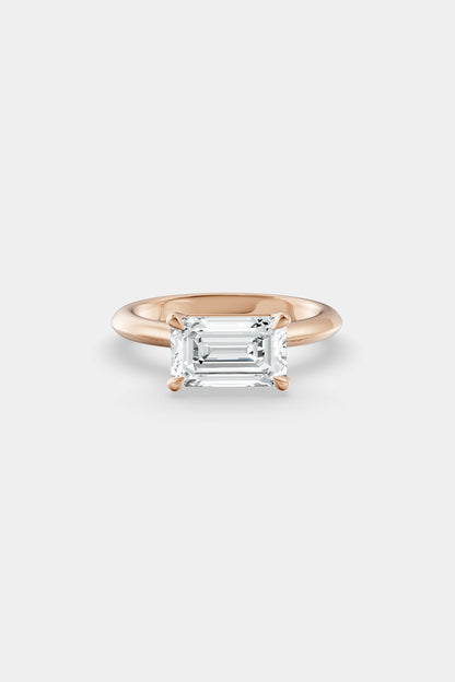 East West Diamond Solitaire Ring | Traditional Open-Style Band