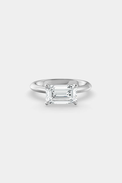 East West Diamond Solitaire Ring | Traditional Open-Style Band