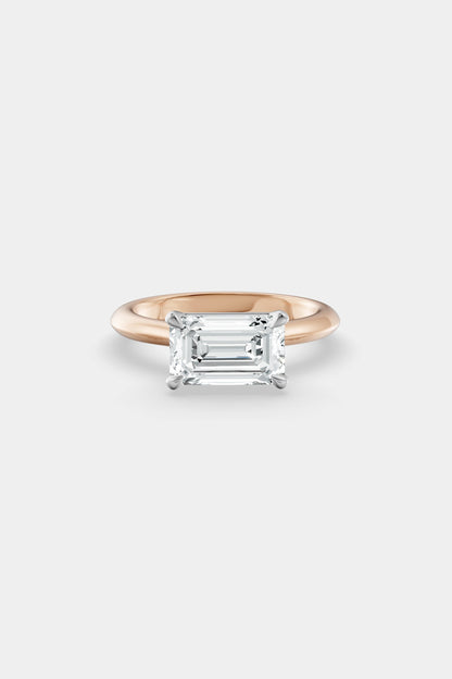 East West Diamond Solitaire Ring | Traditional Open-Style Band