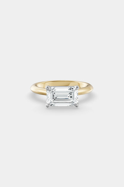 East West Diamond Solitaire Ring | Traditional Open-Style Band