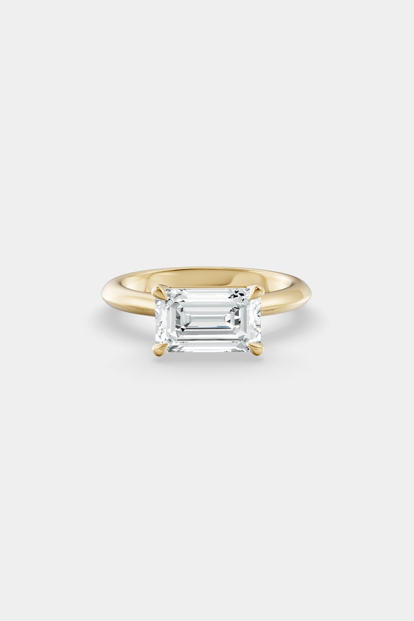 East West Diamond Solitaire Ring | Traditional Open-Style Band