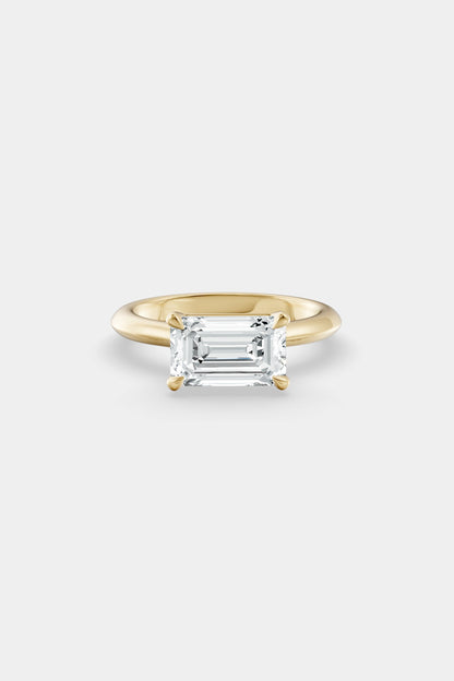 East West Diamond Solitaire Ring | Traditional Open-Style Band