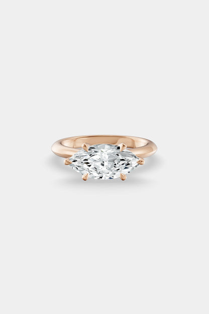 East West Diamond Solitaire Ring | Traditional Open-Style Band