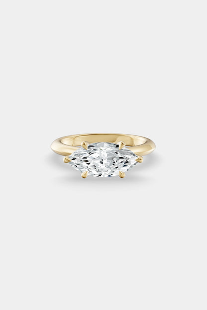 East West Diamond Solitaire Ring | Traditional Open-Style Band