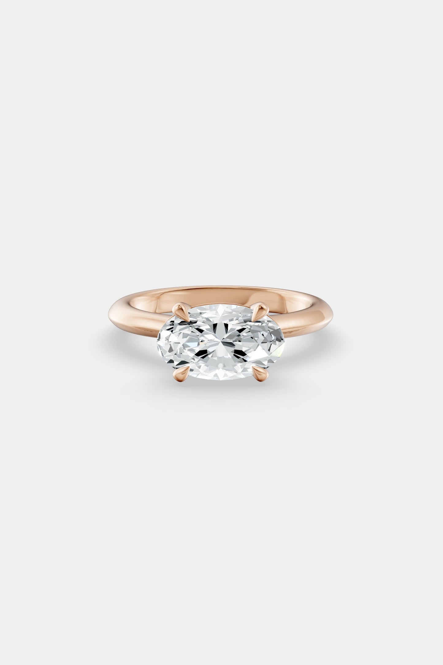 East West Diamond Solitaire Ring | Traditional Open-Style Band