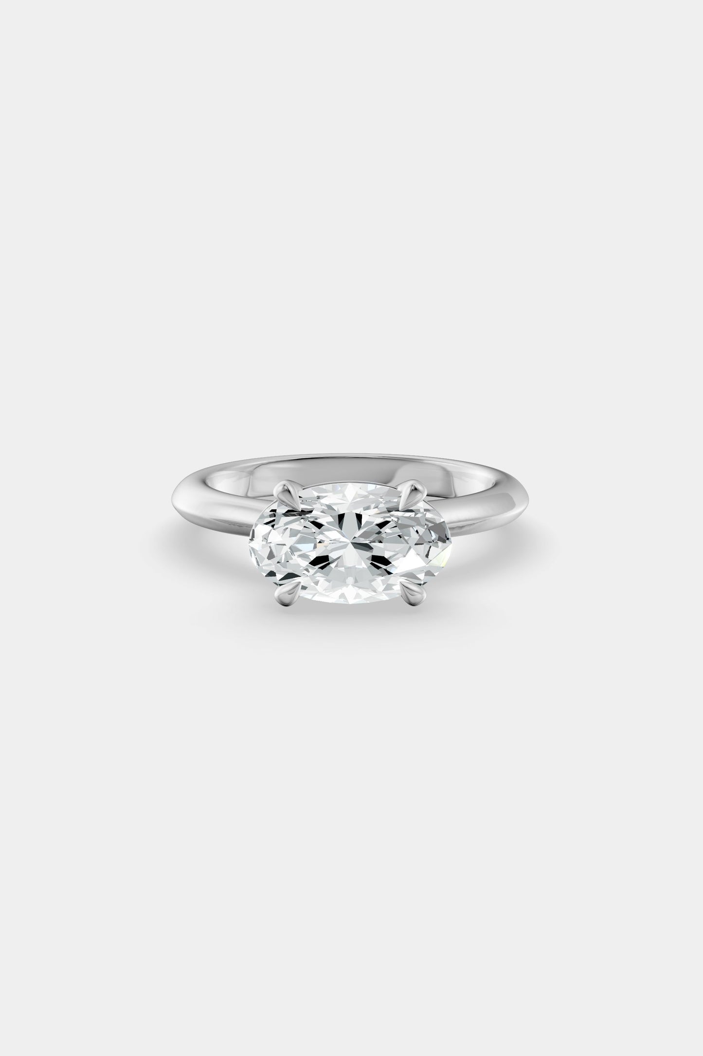 East West Diamond Solitaire Ring | Traditional Open-Style Band