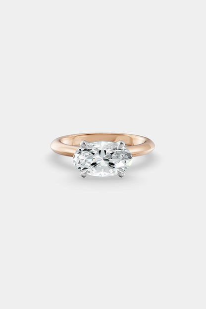 East West Diamond Solitaire Ring | Traditional Open-Style Band