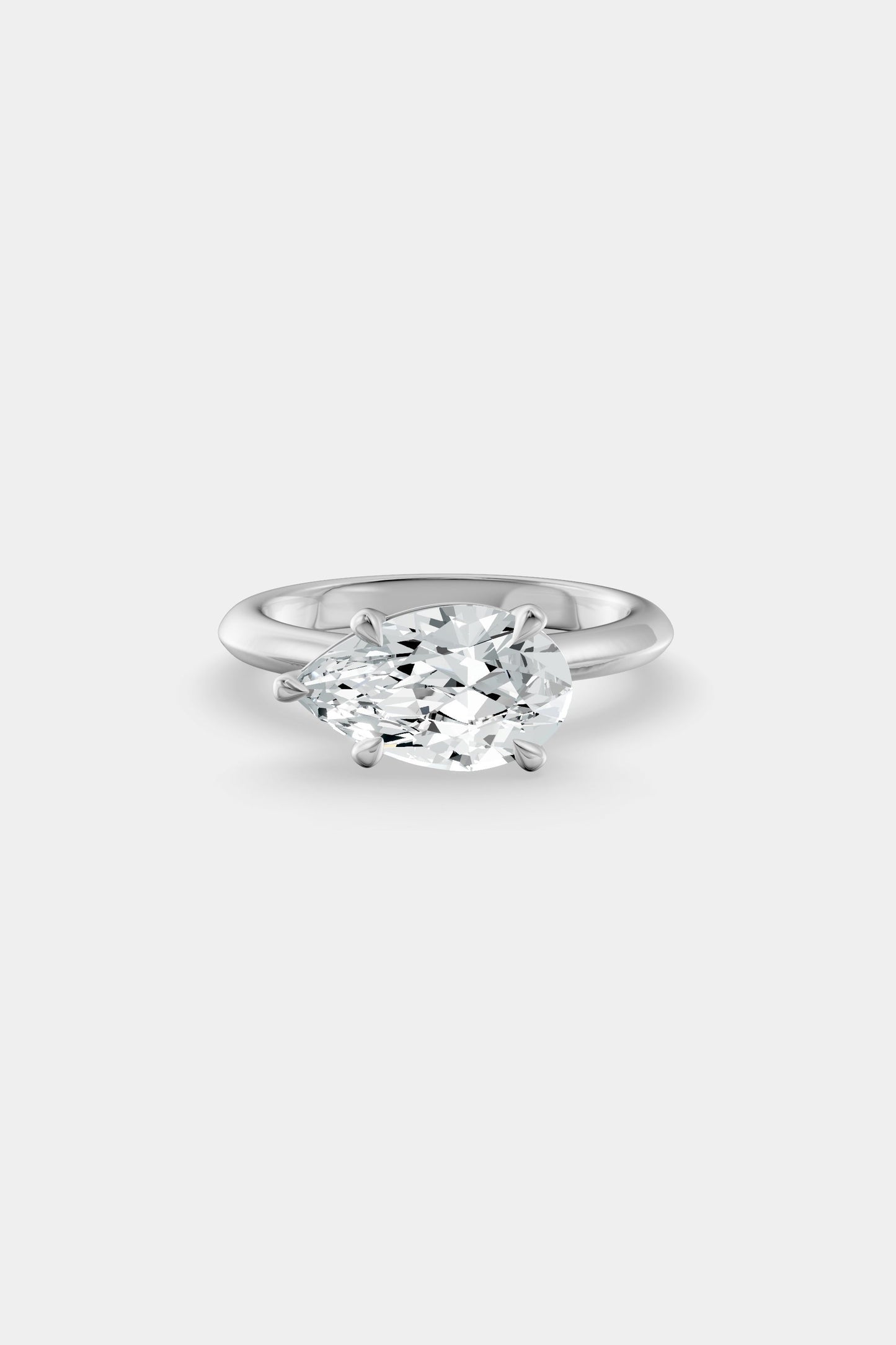 East West Diamond Solitaire Ring | Traditional Open-Style Band