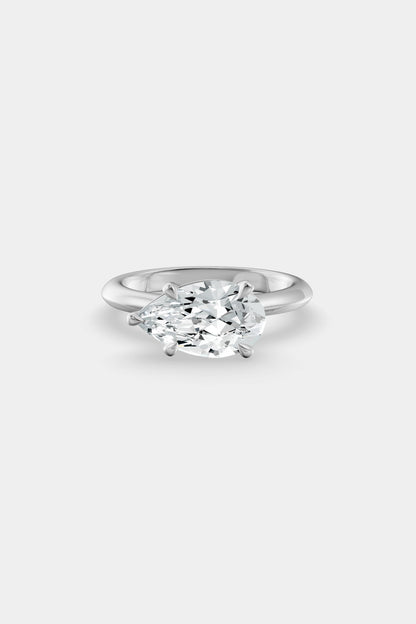 East West Diamond Solitaire Ring | Traditional Open-Style Band